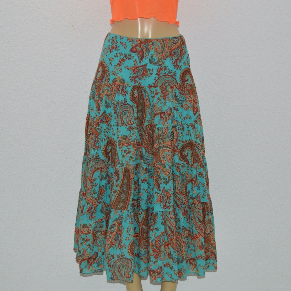 Lauren Ralph Lauren turquoise multi paisley skirt